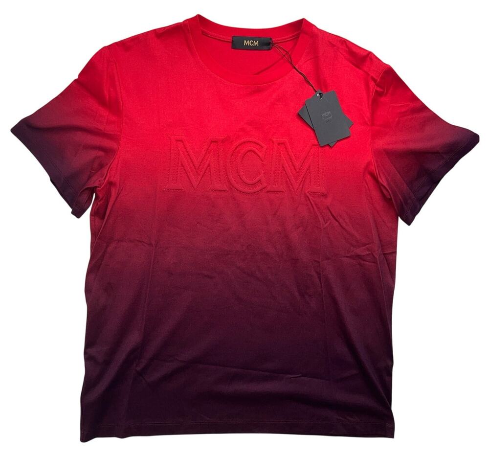 5-43 MCM Men's $295 100% Cotton Logo Top Ombre Red XL